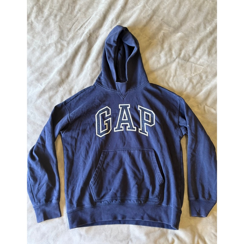 Gap Teen Navy Blue Arch Logo Pullover Hoodie Sweatshirt Size 14-16 XL